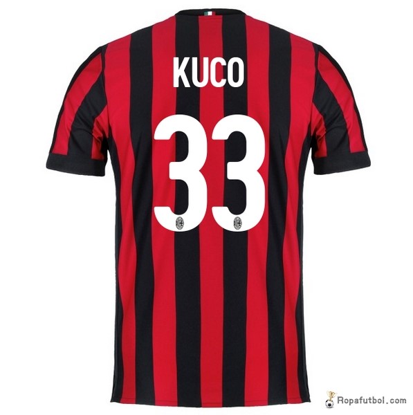 Camiseta AC Milan Replica Primera Ropa Kuco 2017/18 Rojo